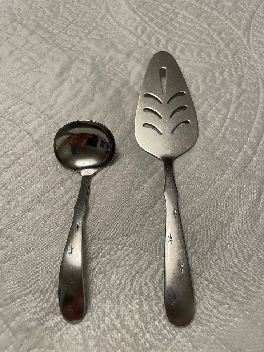 Vintage MCM Stainless Steel Set of 2 Serving Utensils by NASCO Star Sapphire
